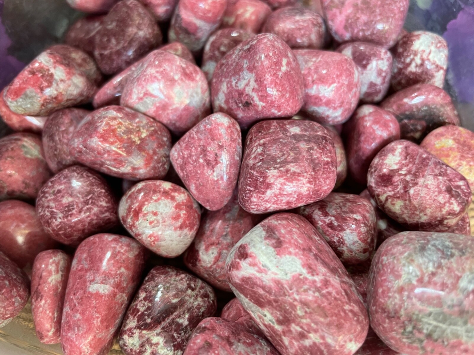 1X Pink Thulite Tumbled Stone 20-25mm Reiki Healing Crystal Speaking Introverts