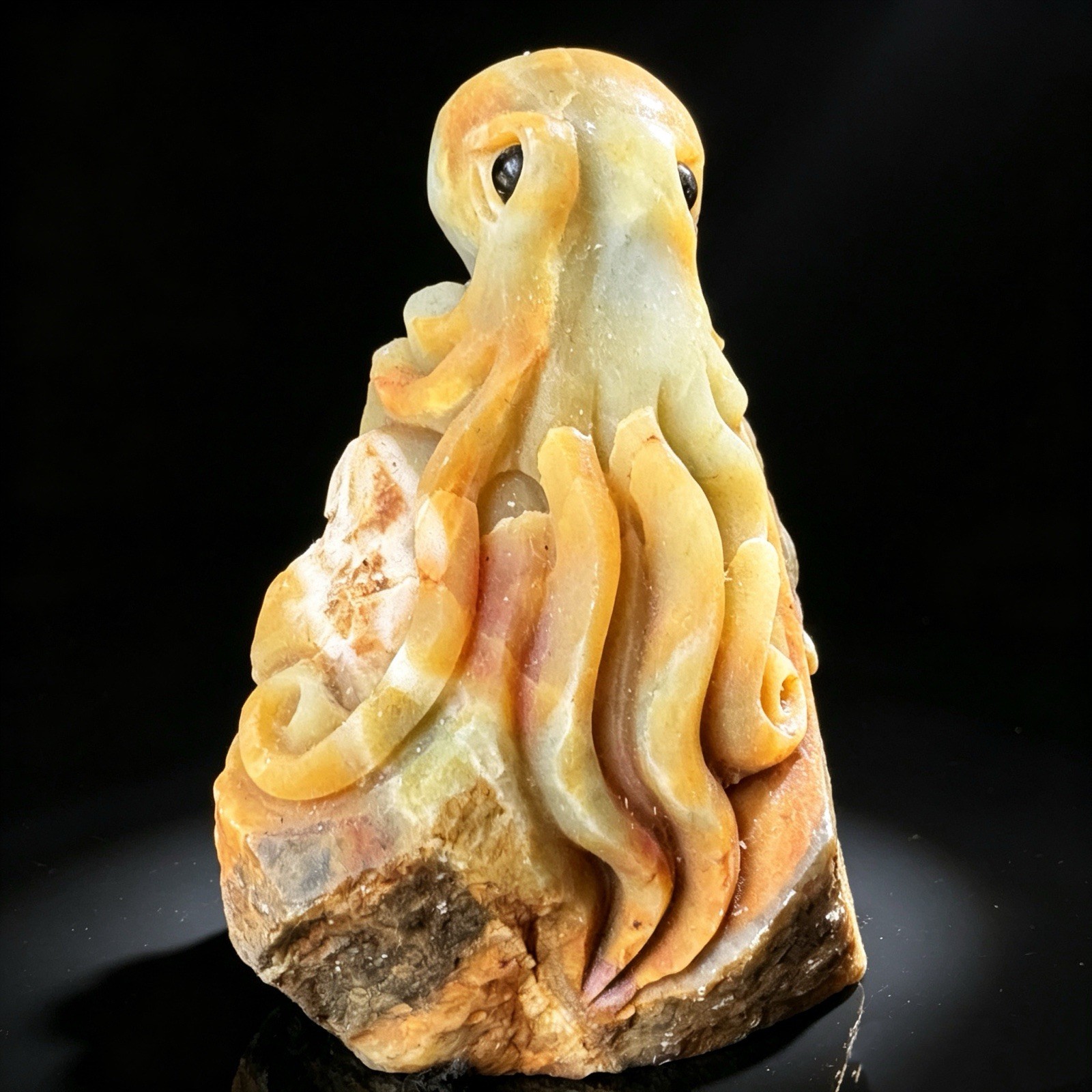 Carved Natural Amazonite Octopus Figurine, Sea Animal Crystal Collectible Decor