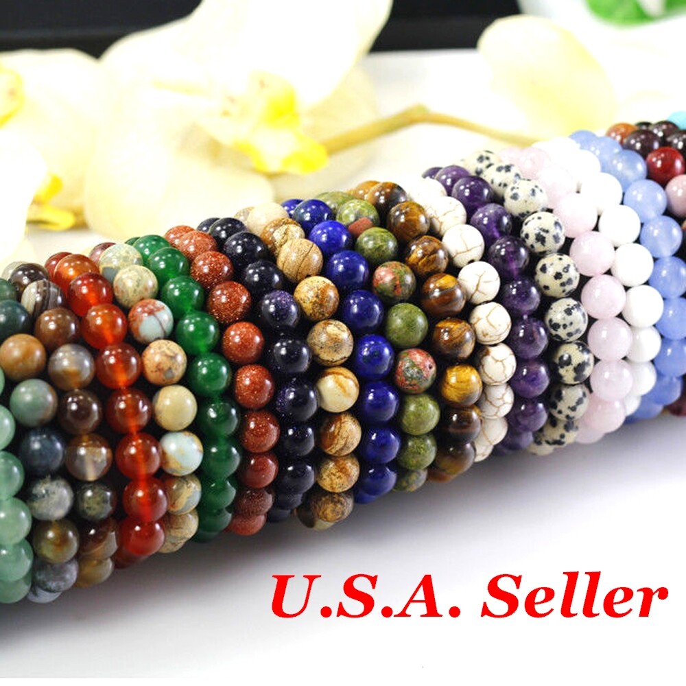 Handmade Beaded Bracelet Round Gemstone Elastic 7.5″ Healing Balance 4 6 8 10 12