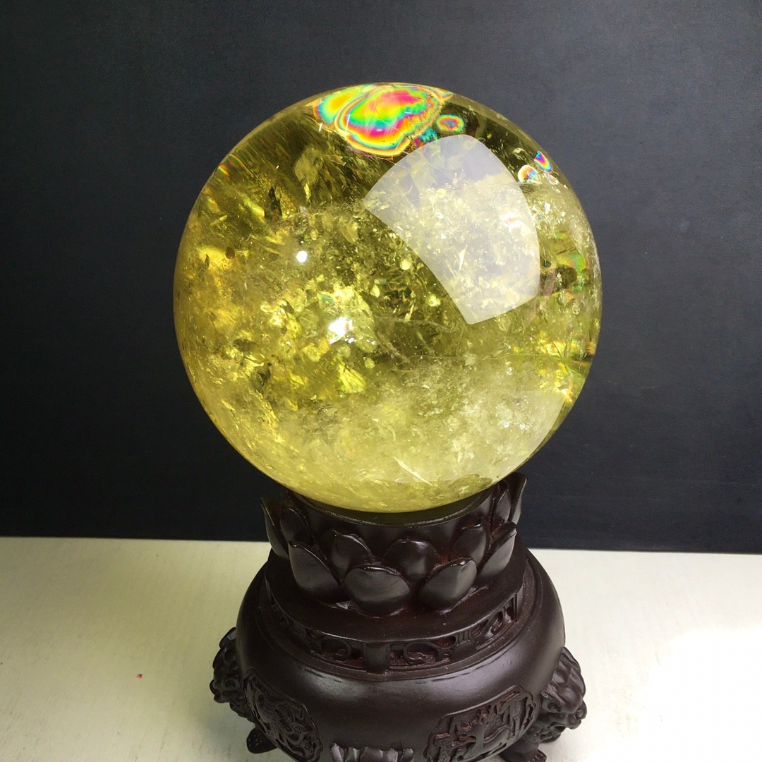 12LBTop Natural Citrine Sphere Quartz Crystals Reiki Ball Gems Decorate Gift