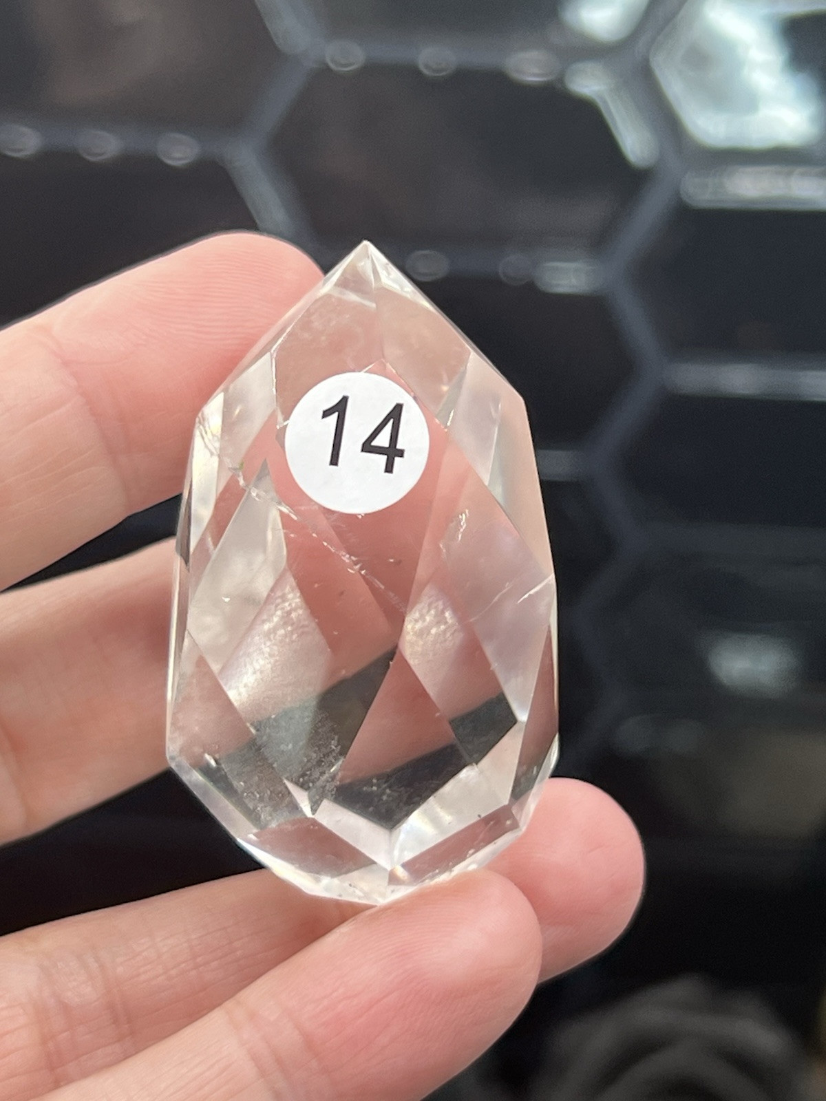 Natural Clear Quartz Faceted Egg HQ Self standing L@@K Free ship & Gift