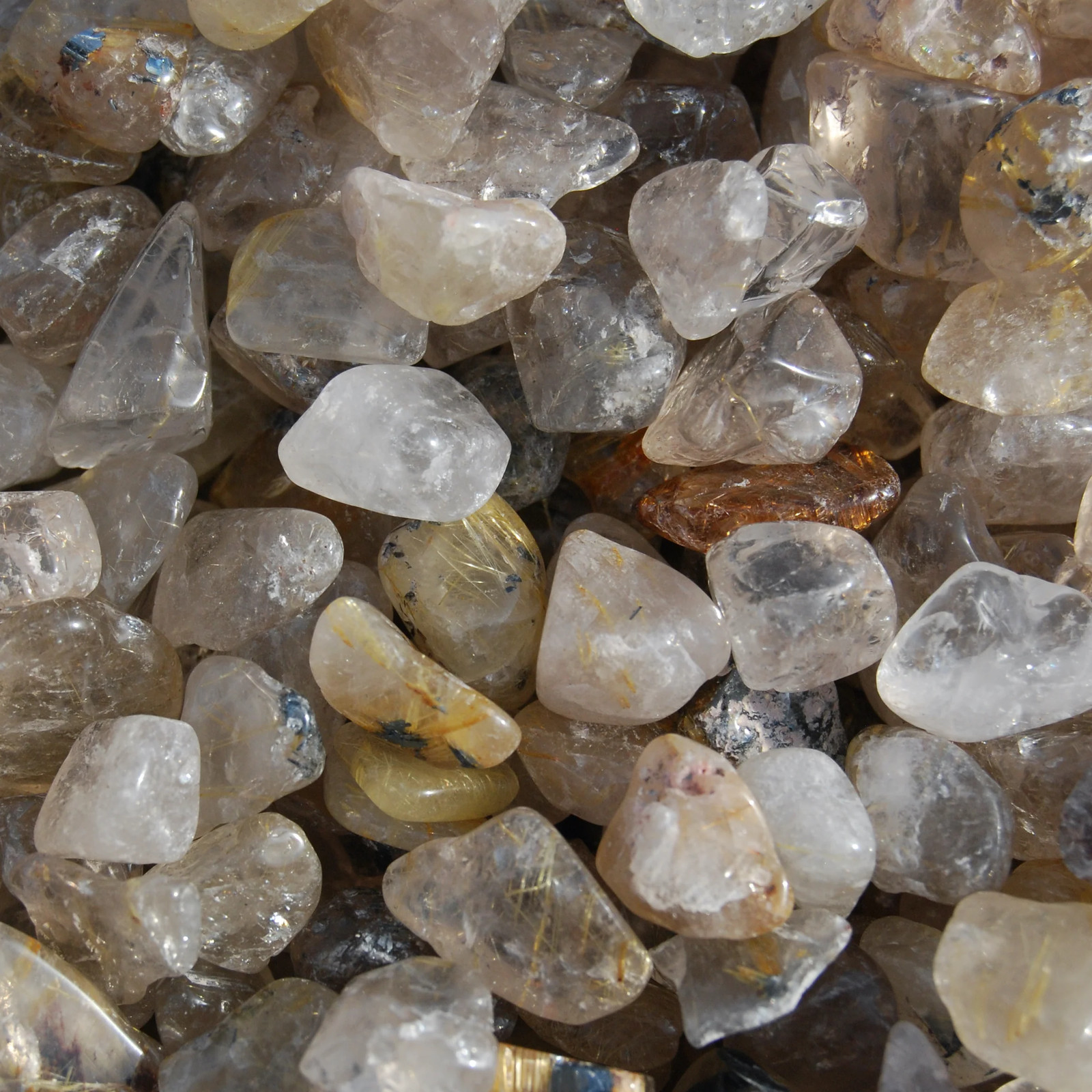 10pcs Golden Rutile Quartz Crystal Tumbled Stones, Extra Small Gold Rutilated Qu