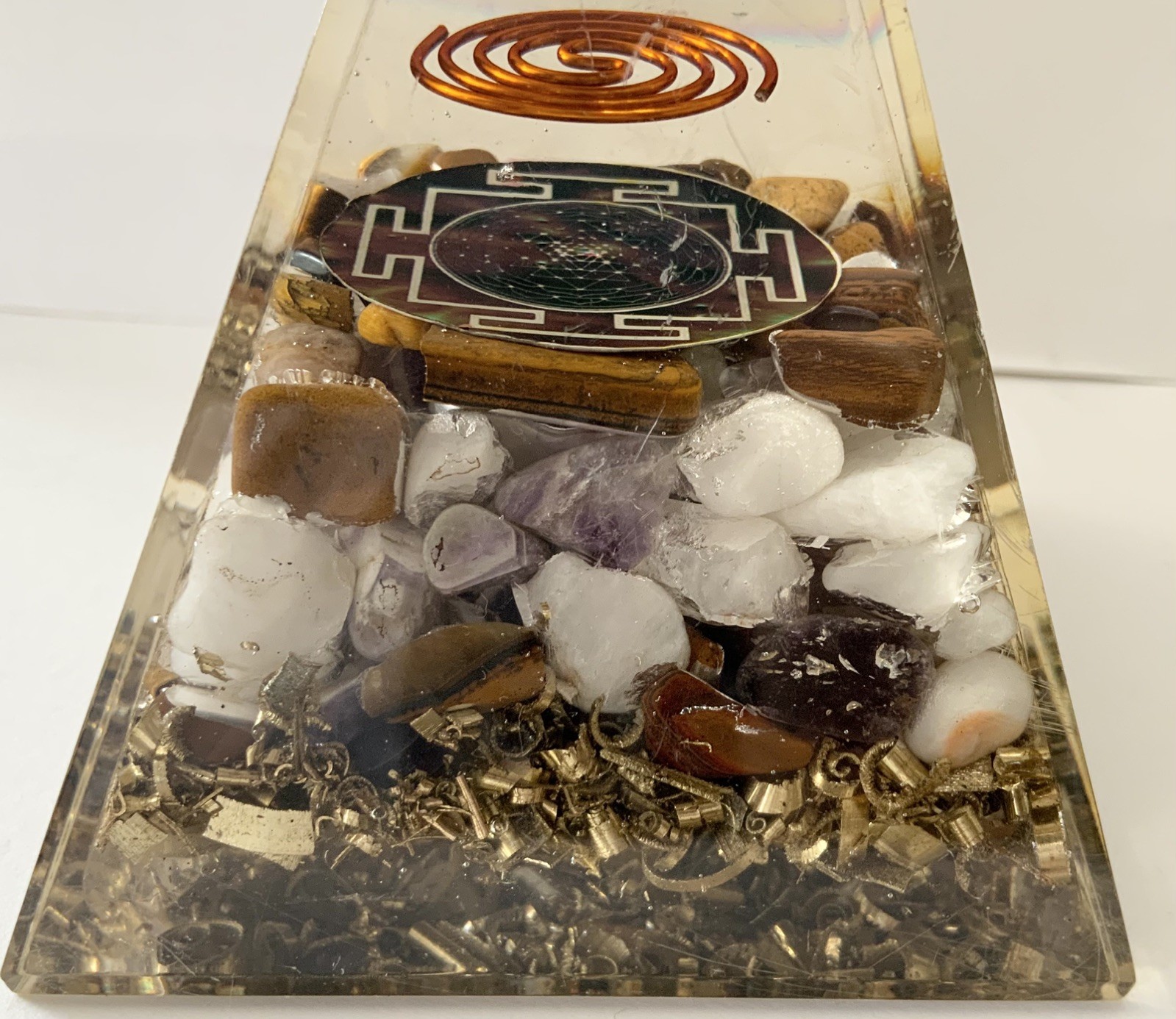 Crystal Gem Pyramid Meditation Healing Home Office Art Decor Figurine Orgonite