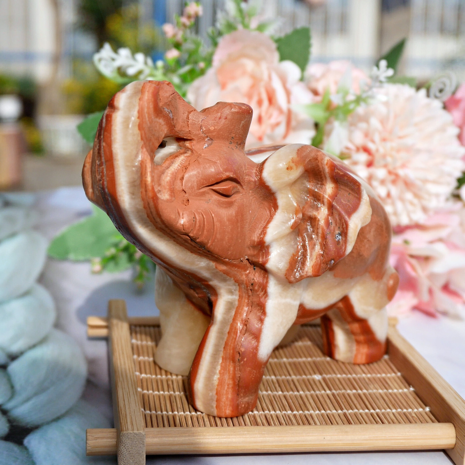 5″ Afghan Jade Elephant Statue Natural Stone Carving Luck Prosperity Feng Shui