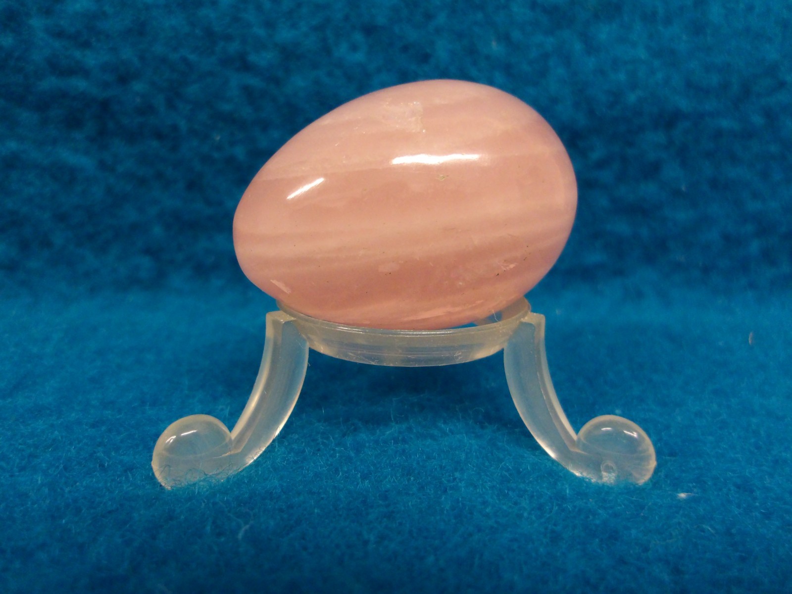 Rose Quartz Gemstone Egg Approx. 5cm X 3.5cm Crystal Love Chakra Healing + Stand