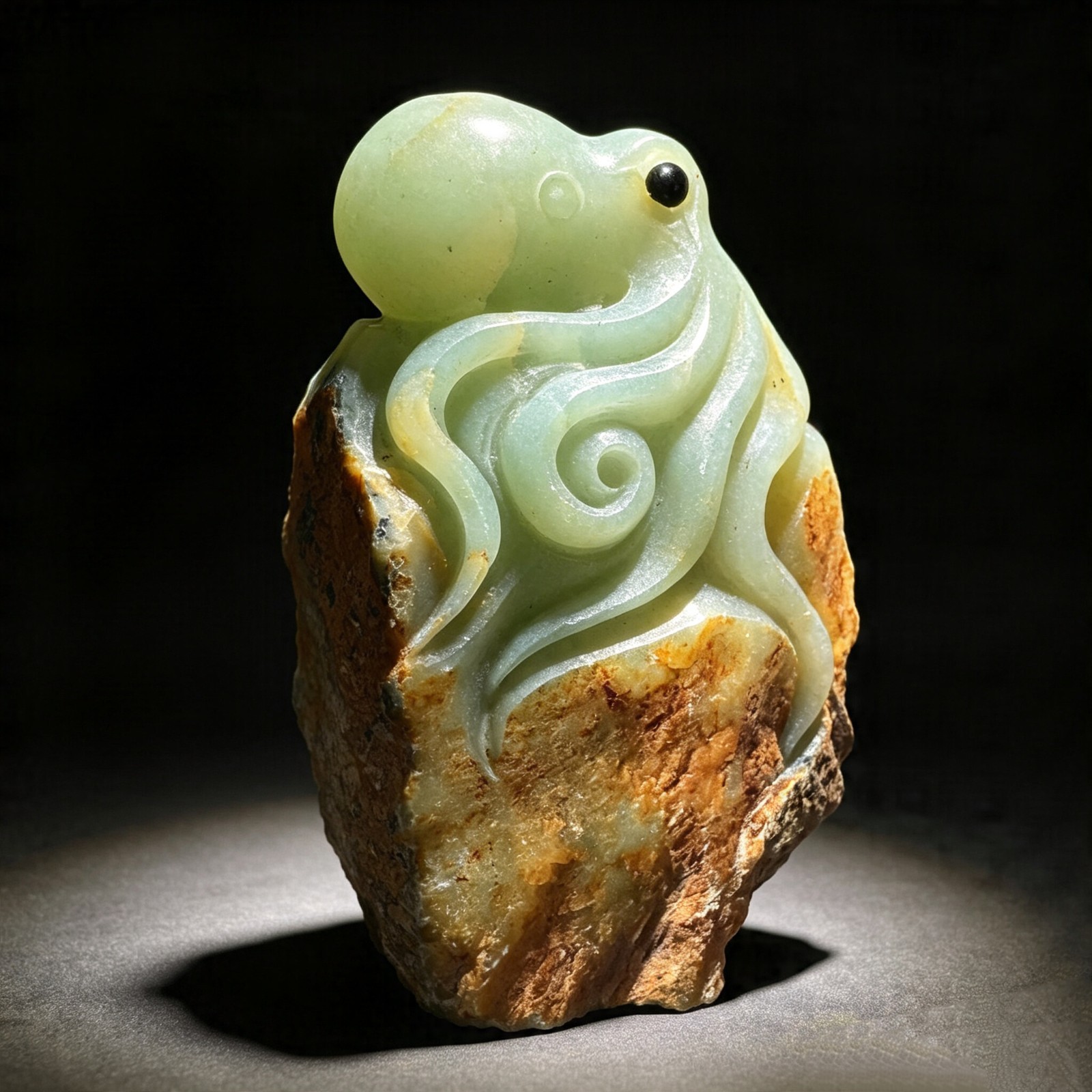 Hand Carved Amazonite Octopus Figurine – Sea Life Desk Decor Crystal Collectible