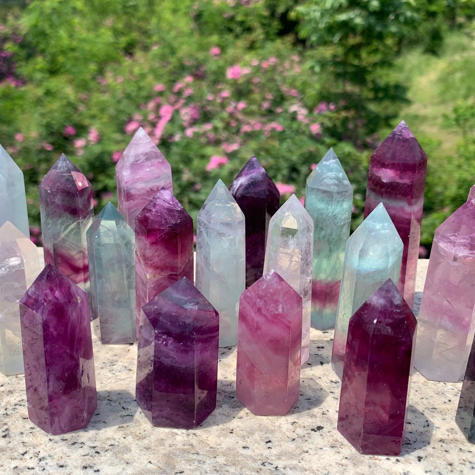 2.2LB Natural fluorite quartz obelisk crystal wand point healing random