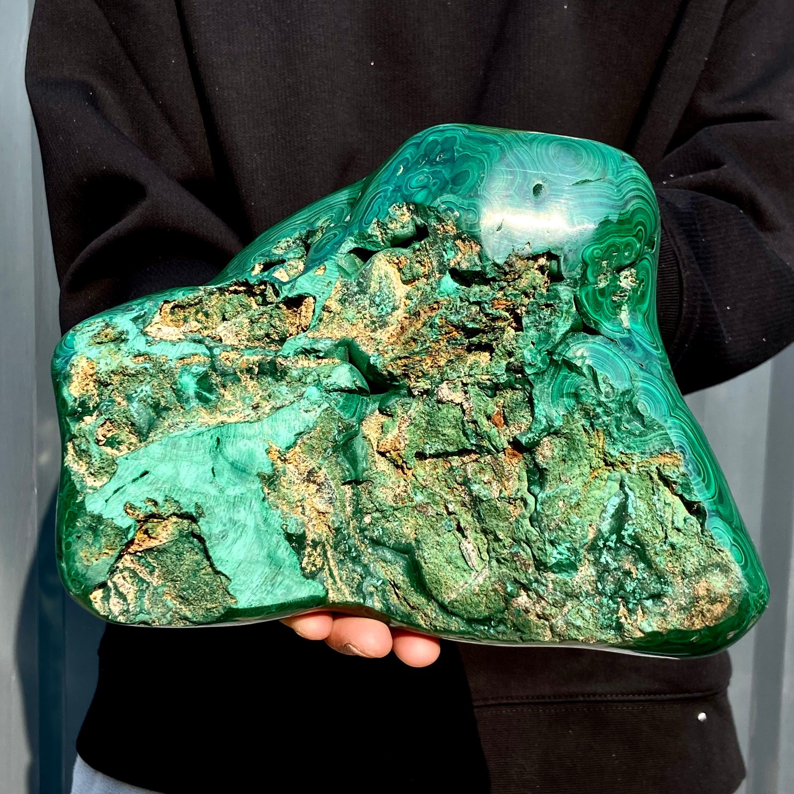 10.6LB Natural glossy Malachite transparent cluster rough mineral sample
