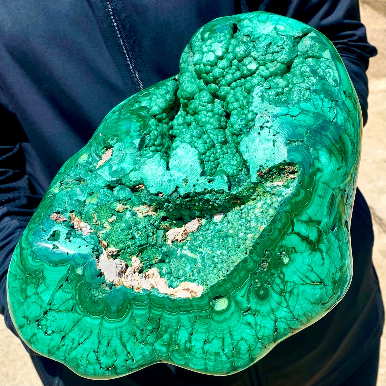 17.41LB Large Natural glossy malachite transparent cluster rough mineral sample