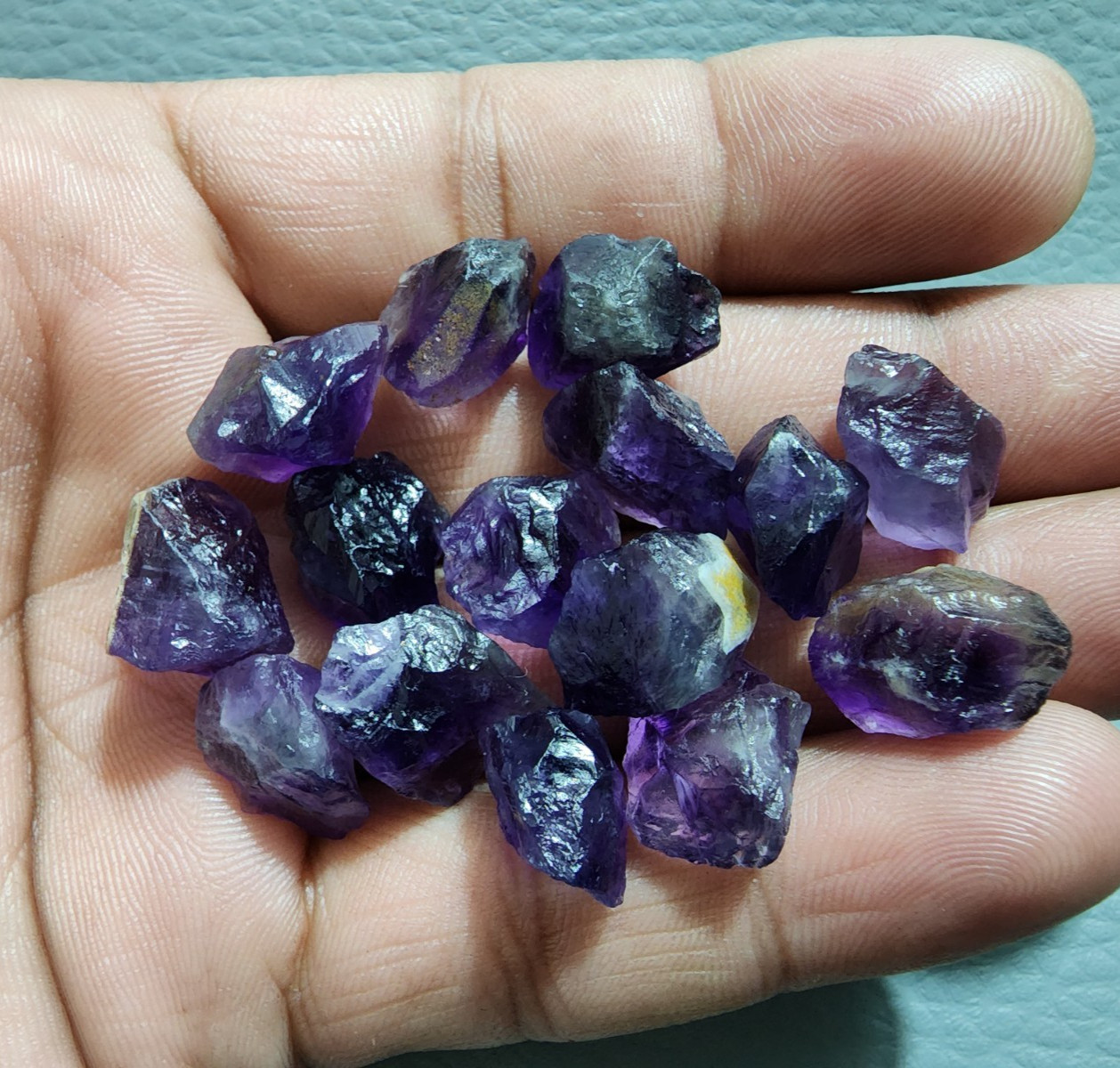 15 Pcs Attractive Purple Amethyst Rough Gemstone Raw Size 13-15 MM Crystal Stone