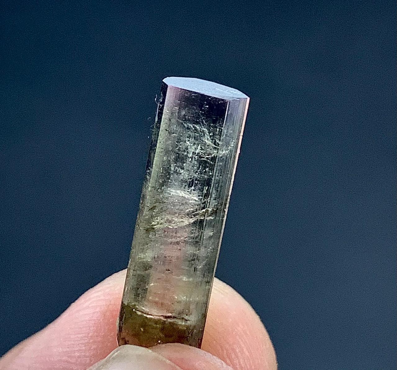 8Cts Beautiful Bi Color Tourmaline Crystals From Afghanistan. (19x5x5mm)