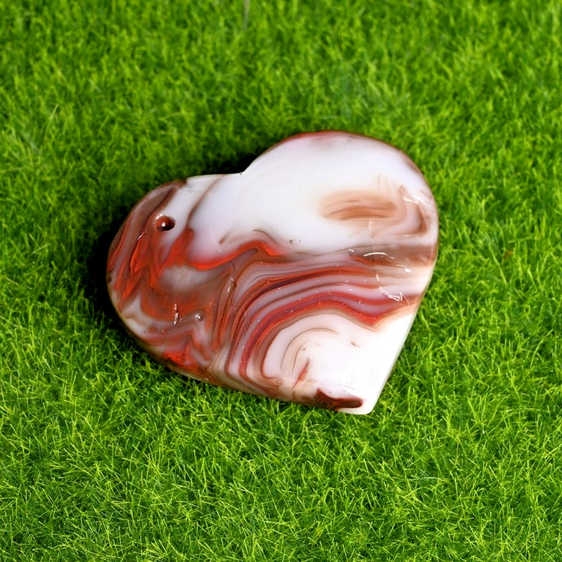 3pc 50G Polished Red Vein Agate Polished Handmade Heart Home Office Decor Gift