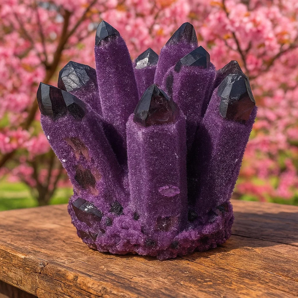 330g Rare Dark Purple Phantom Geode Cluster Natural Healing Crystal Reiki Decor