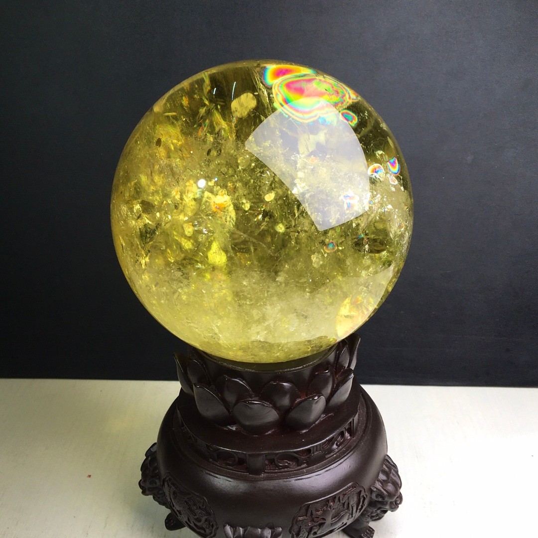 12LBTop Natural Citrine Sphere Quartz Crystals Reiki Ball Gems Decorate Gift