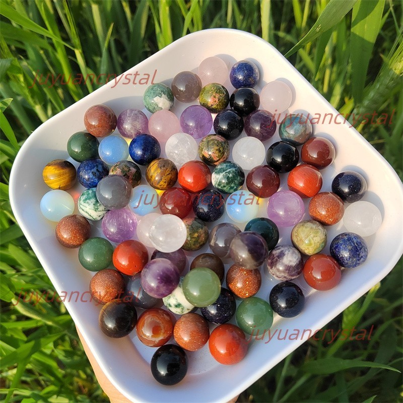 100pcs MIX Natural Crystal mini 15mm Sphere Quartz Crystal Ball Reiki Healing