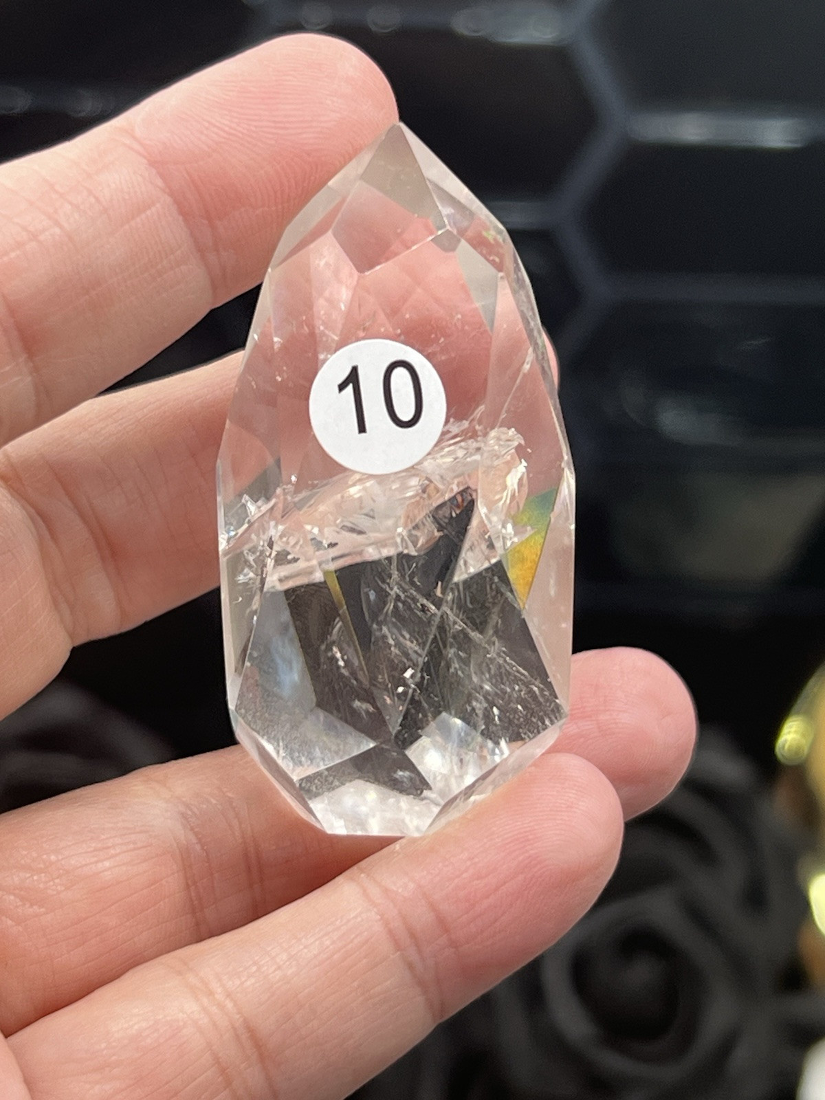 Natural Clear Quartz Faceted Egg HQ Self standing L@@K Free ship & Gift