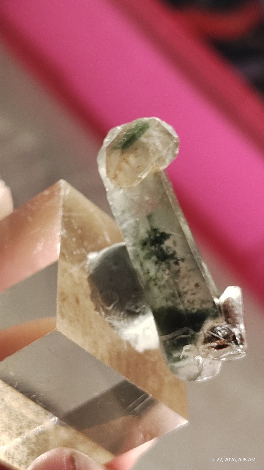 34mm Scepter Quartz Crystal Point Red Green Phantom Meigu China Mineral Specimen