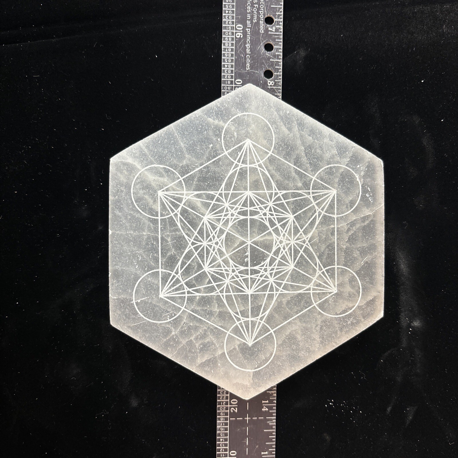 5 1/2” Selenite Charging Plate/grid With Metatrons Cube