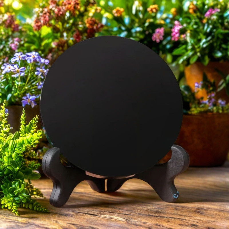 Scrying Mirror Polished Black Obsidian Crystal Healing Energy Art Decor Gifts