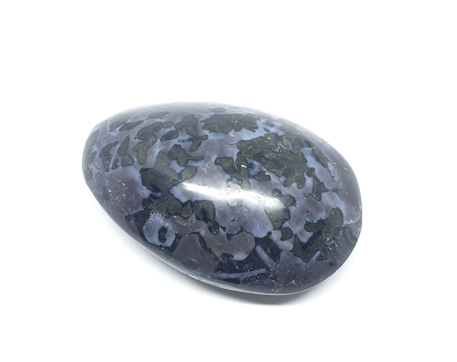 Indigo Gabbro (Mystic Merlinite) Palm Stone From Madagascar 153g Reiki