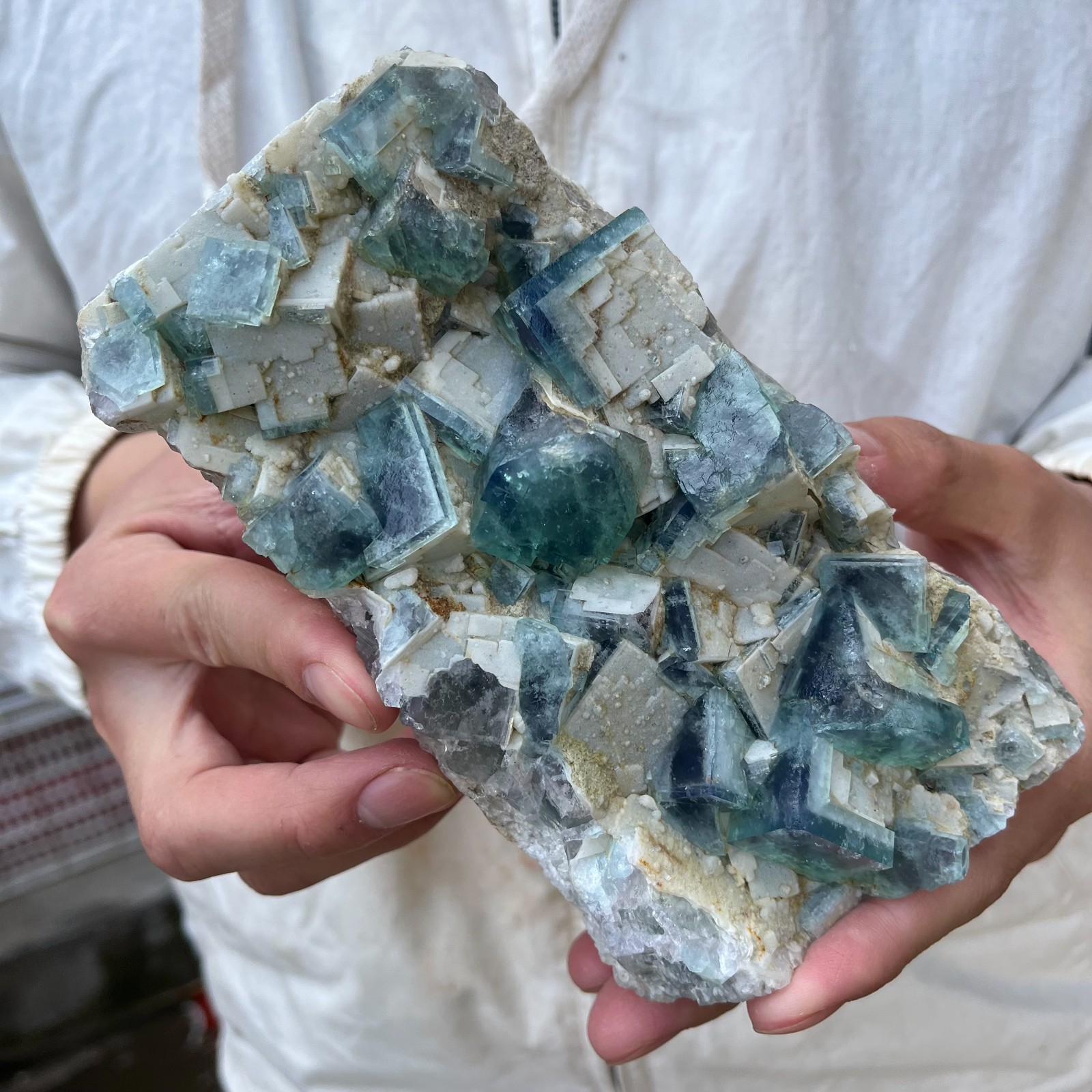 2.8LB NATURAL Green Cube FLUORITE Quartz Crystal Cluster Mineral Specimen