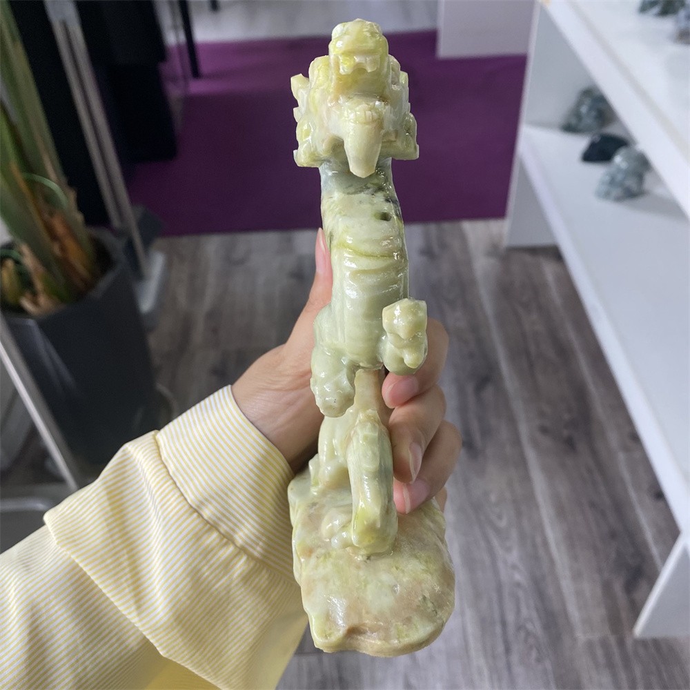 1LB 6.1″Natural Xiuyan Jade Chinese Dragon Statue Crystal Reiki Carving Decor