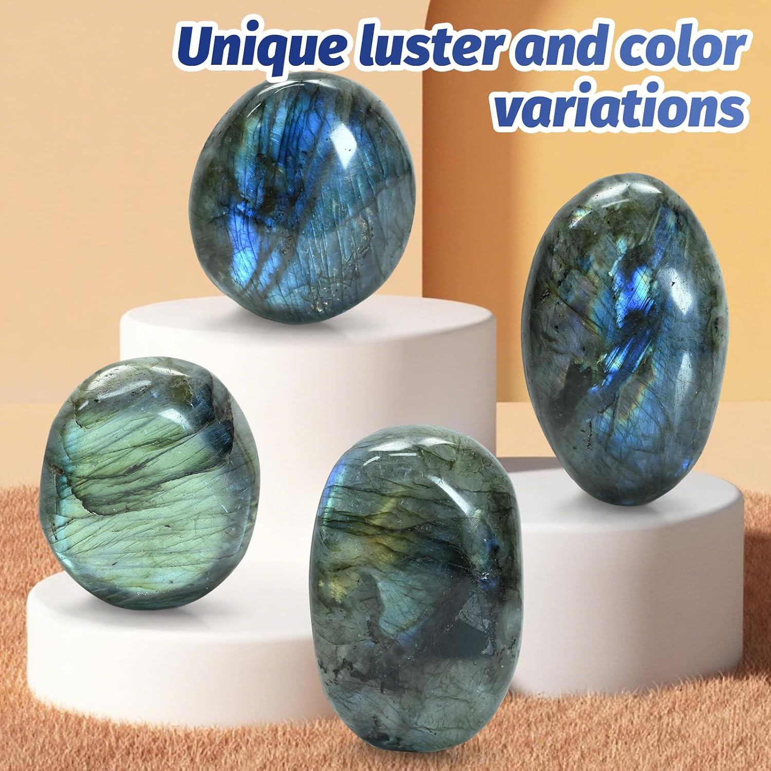 4-6PCS Gemstone Labradorite Crystals, Irregular Shaped Labradorite Healing Stone