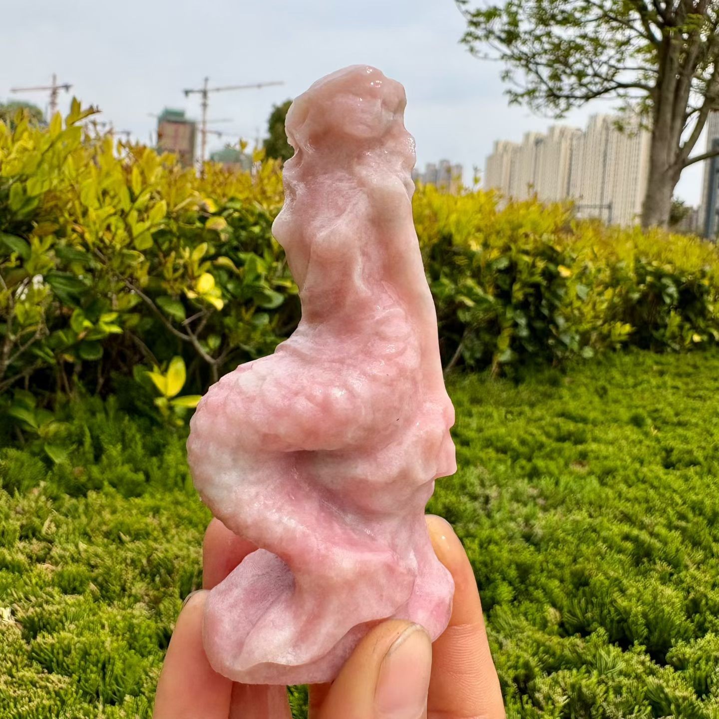 1pc Natural Pink Opal mermaid skull Carved Quartz Crystal reiki healing gift