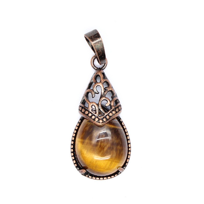 3-5PCS Natural Stone Personalized Retro Crystal Blue Agate Water Drop Pendant