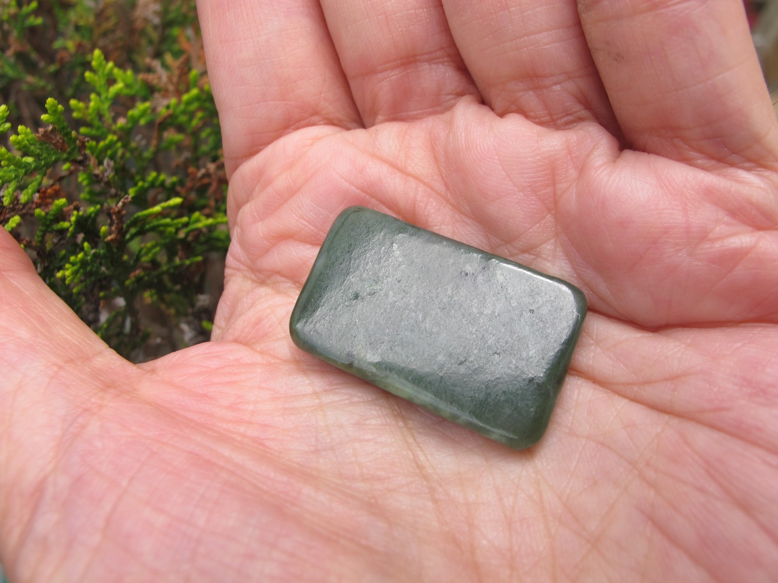 Nephrite Jade Authentic Crystal Polished Palm flat stone A luck heart chakra 8g