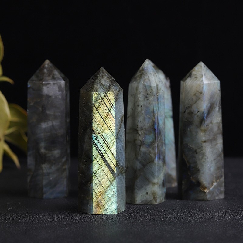 3.15″-3.54″ Natural Labradorite Crystal Tower Healing Crystal Obelisk Reiki Gift