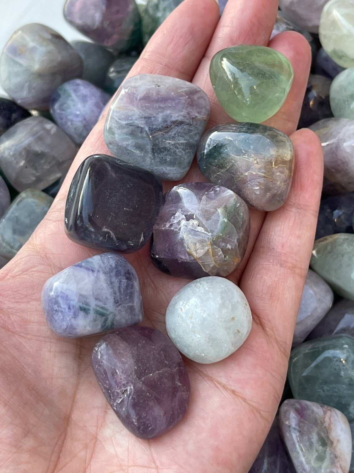 Grade A++ Fluorite Tumbled Stones, 0.8″-1.25″ Tumbled Fluorite, Pick How Many