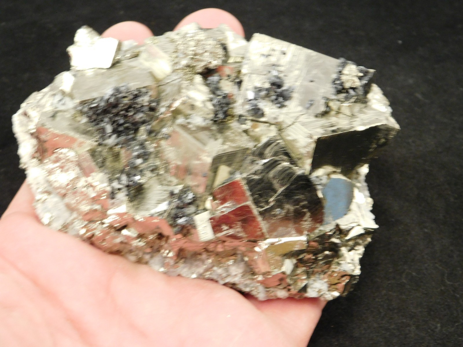 Big! PYRITE Crystal CUBE Cluster with Sphalerite Peru 468gr
