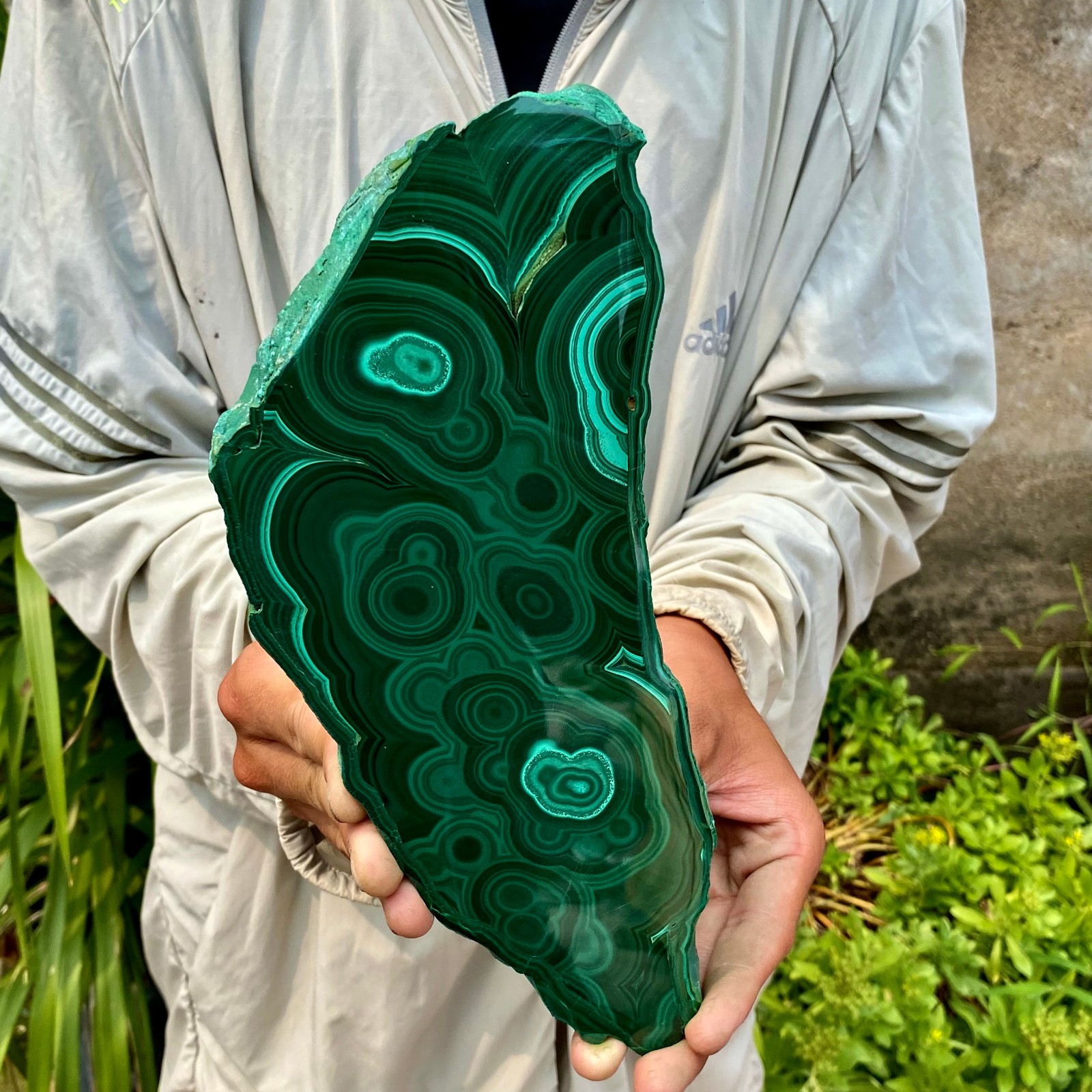 2.6LB Natural malachite slice quartz crystal luster mineral specimen