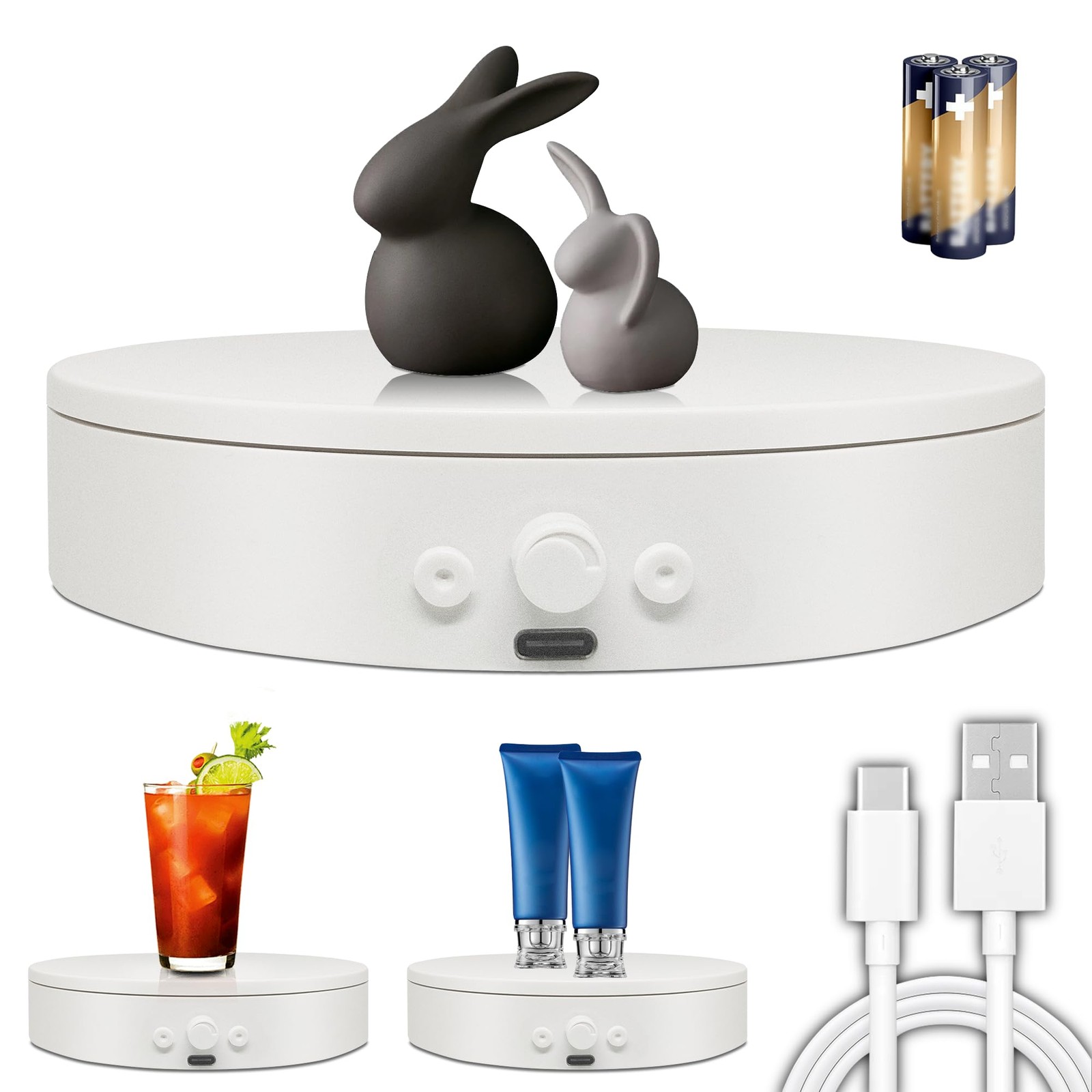 Rotating Display Stand with USB Power Cable, Mute Rotating Turntable 5.9″ 11l…