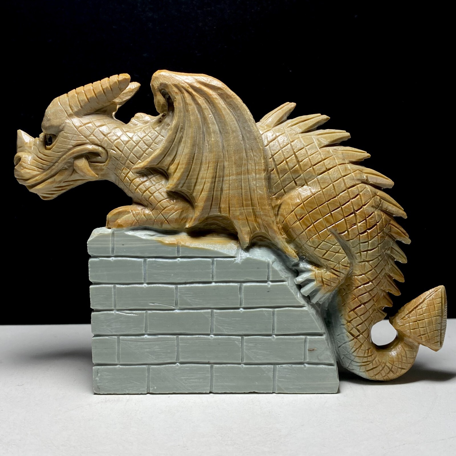 Natural Crystal Quartz Mineral Specimen Songhua Stone Handcarved Flying Dragon