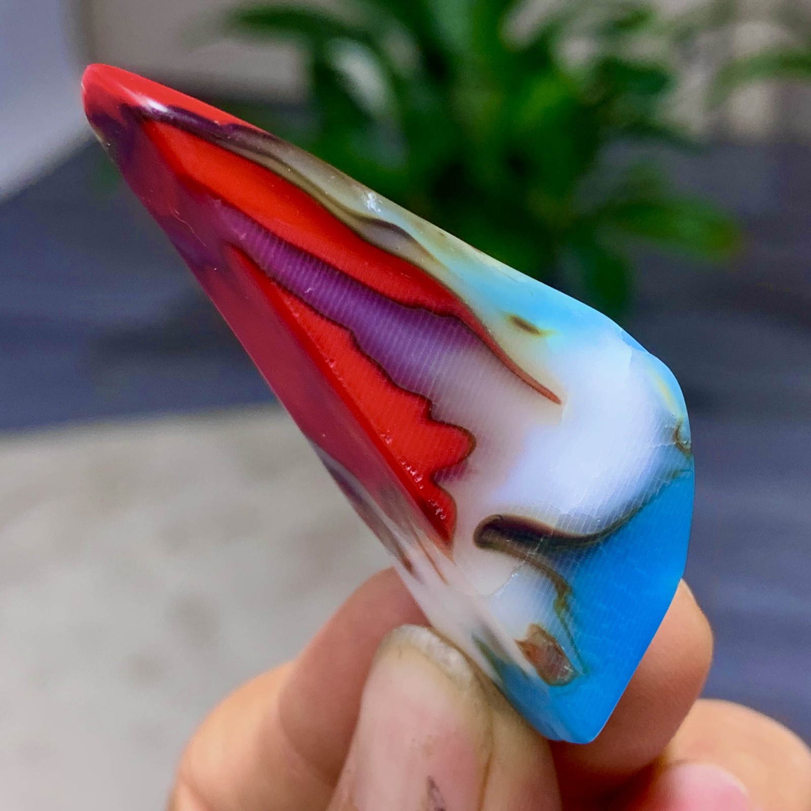 27G Natural NanHong Agate block multicolored Pattern Cabochon mineral Crystal