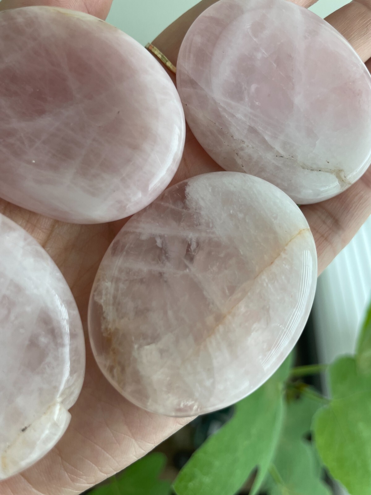 ONE Rose Quartz Palm Worry Stone (Intuitive Pick) – Approx. 2″ long