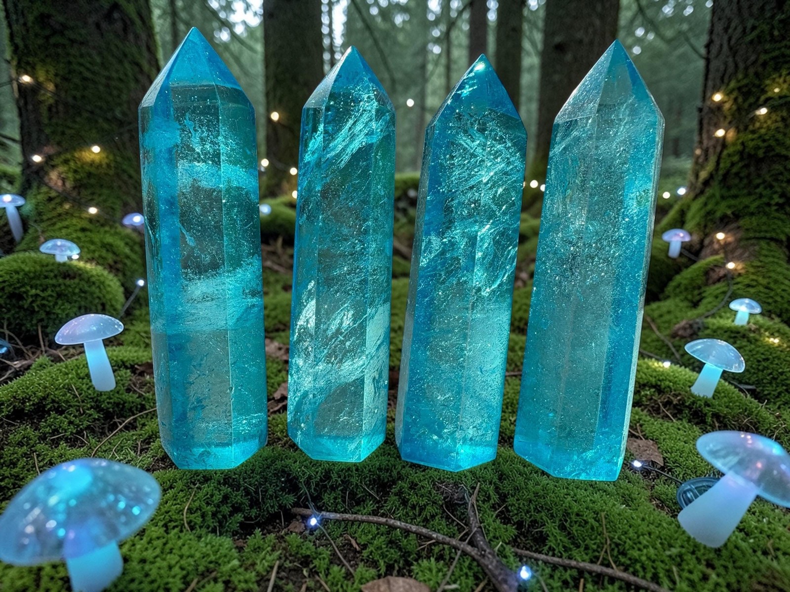 Blue Aqua Quartz Tower Crystal Point | Iridescent Healing Meditation Stone