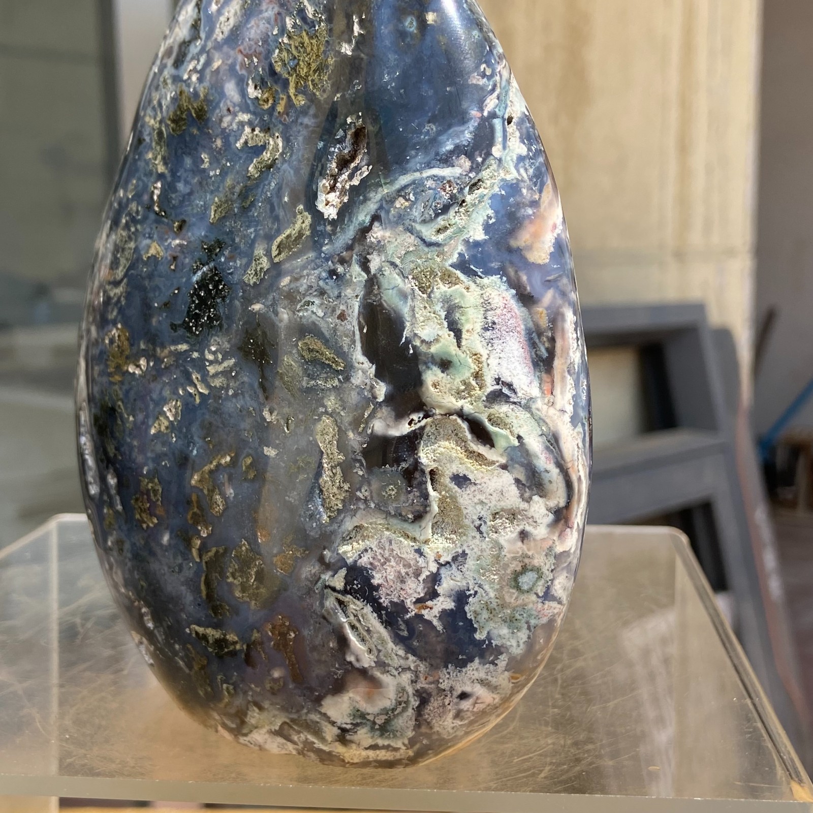 3.17LB Natural Colourful Ocean Jasper Crystal Display Specimen Healing