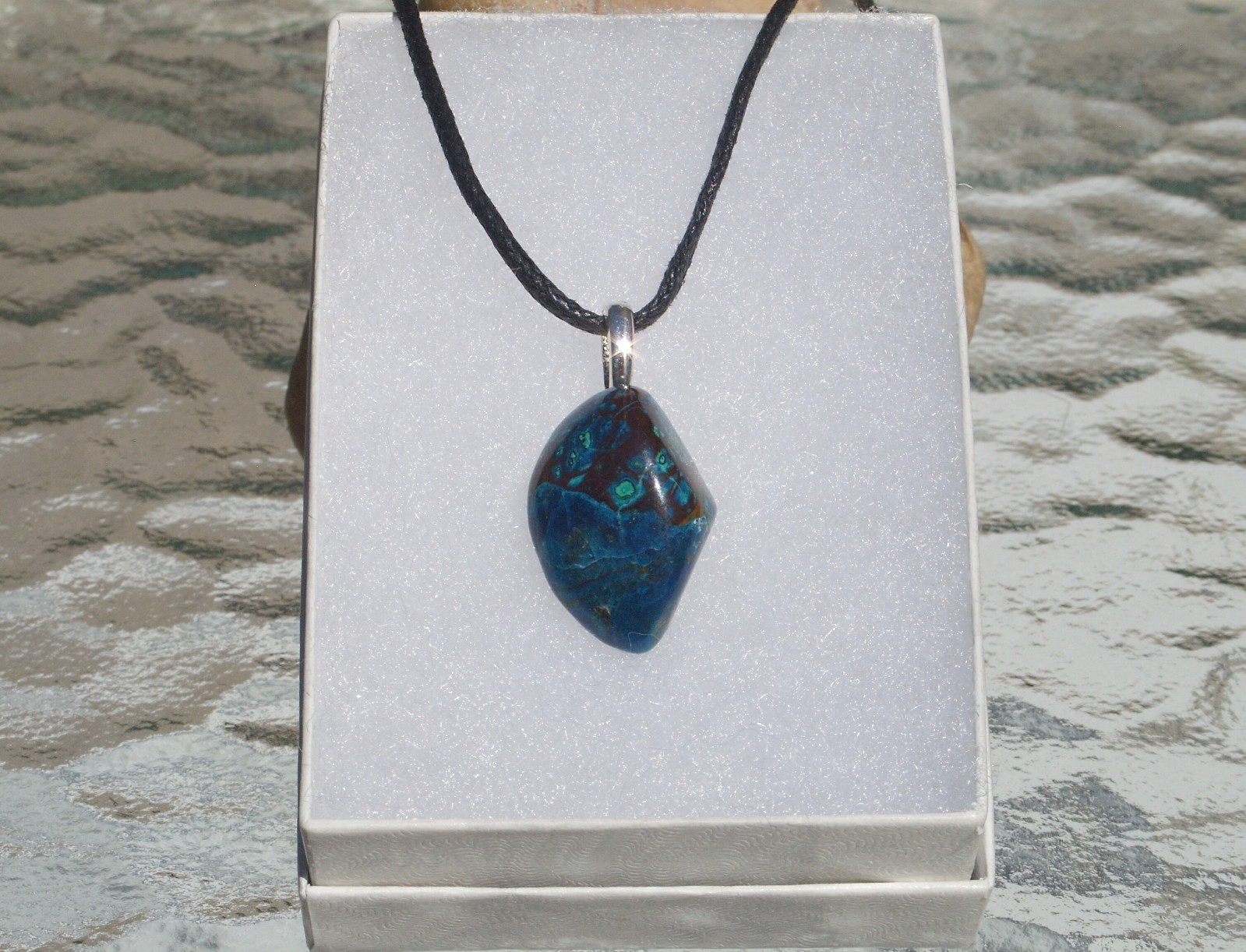 Natural Shattuckite Free Form Stone Crystal Pendant Necklace