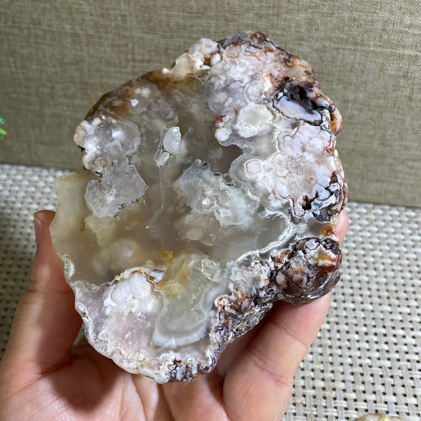 346g atural Sakura Agate Blossom Facet Rough Specimen Madagascar