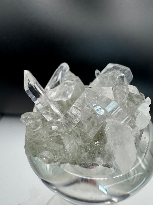 4876 Himalayan Quartz Cluster with Excellent Clarity and Points, w/ Chlorite 31g