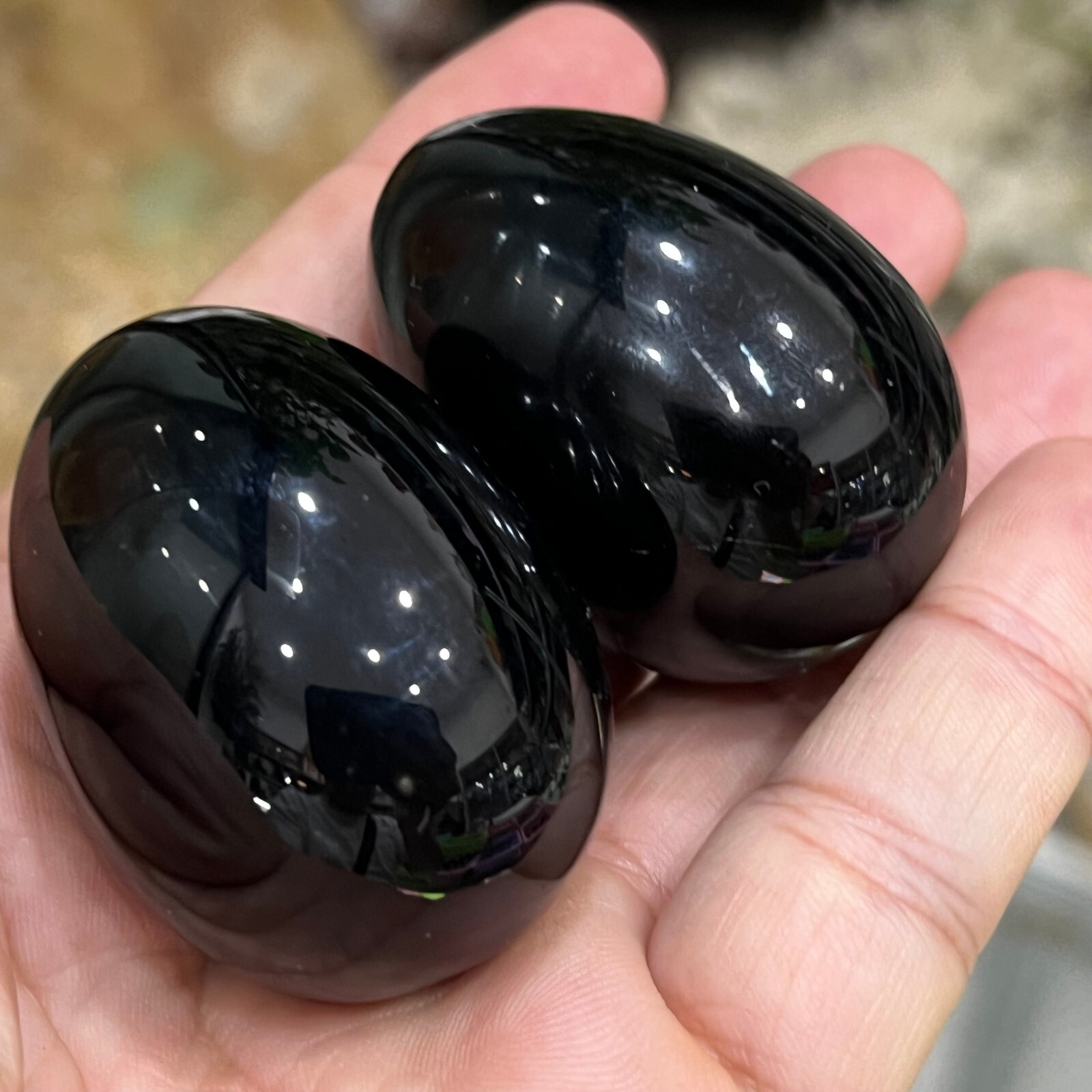 2” Natural Obsidian Quartz Hand Carved Egg skull Crystal healing 1pc