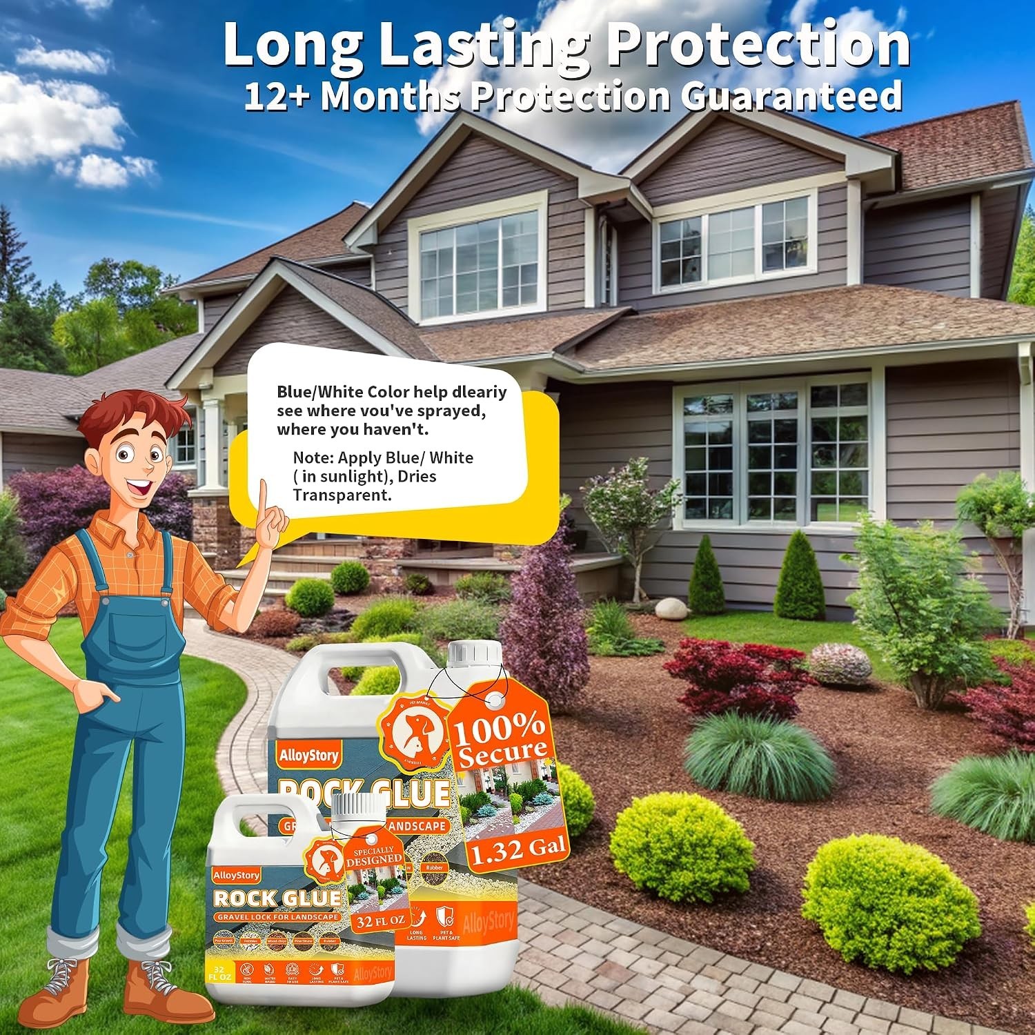 32 Oz Non-Toxic Landscaping Rock Glue – Fast-Drying Stone Adhesive & Stabilizer