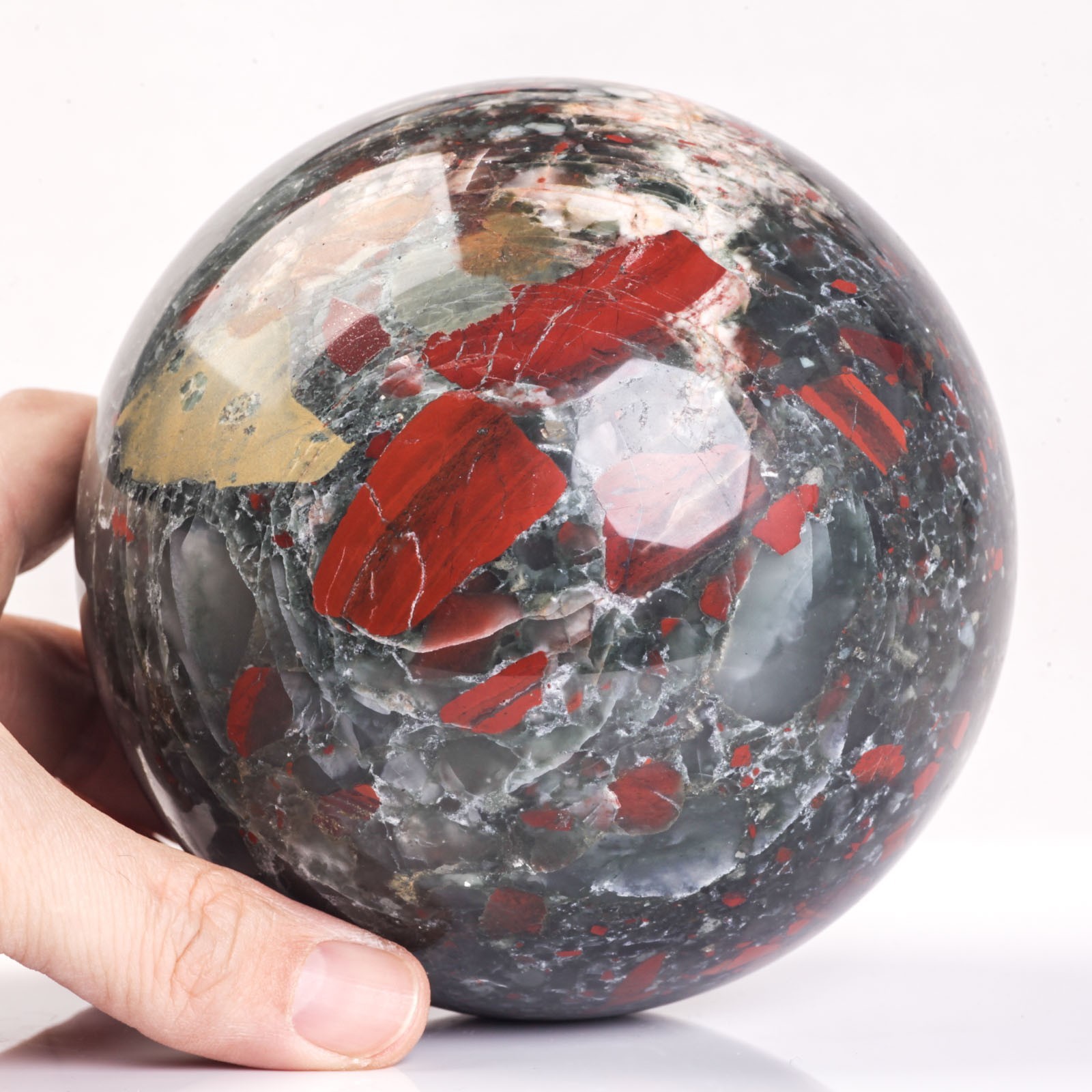 2103g 114mm Large African Bloodstone Sphere Crystal Ball Natural Quartz Healing