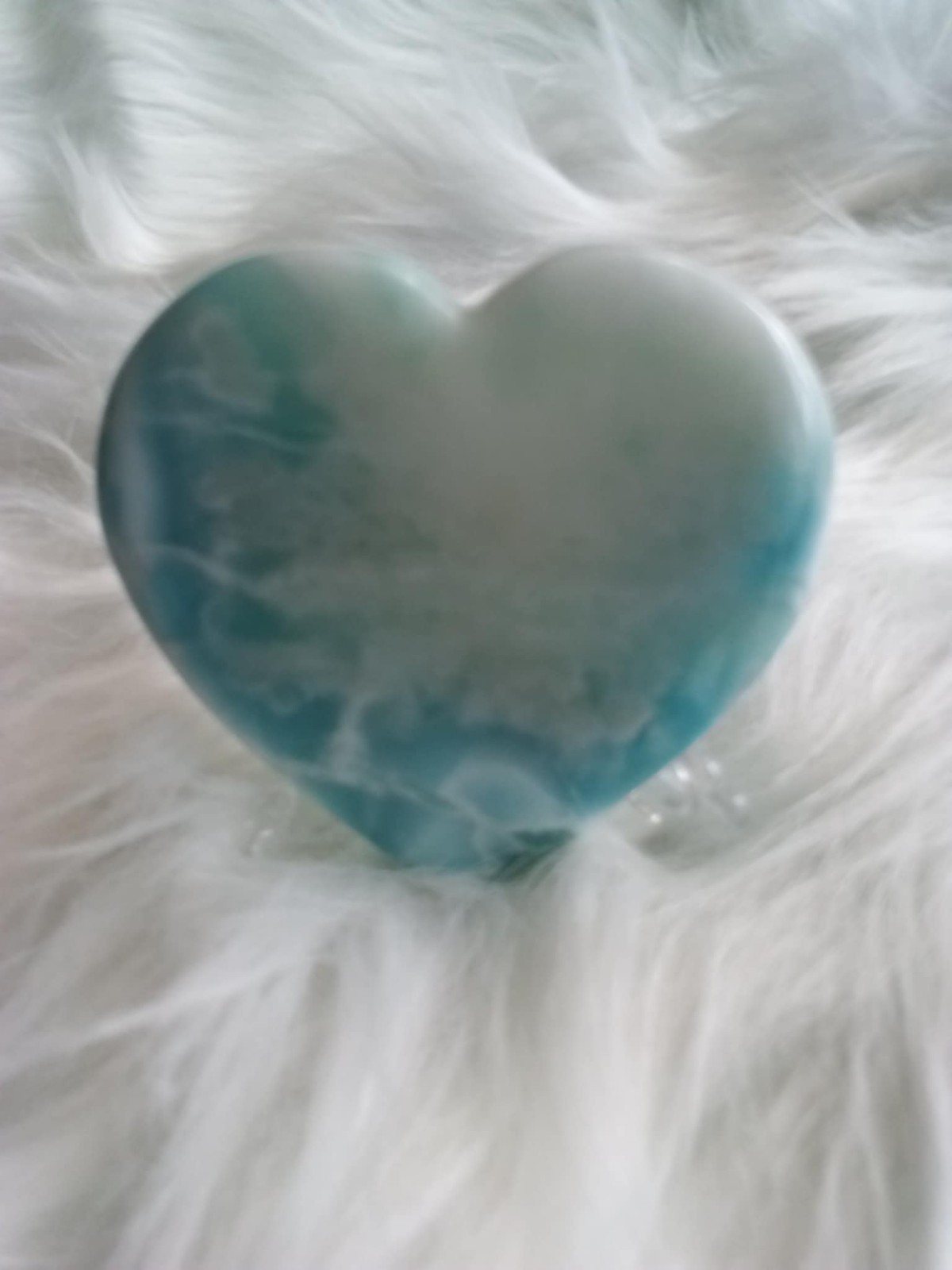LARGE DOMINICAN REPUBLIC LARIMAR HEART PALMSTONE 65 mm x 66 pt 7 mm x 12 mm
