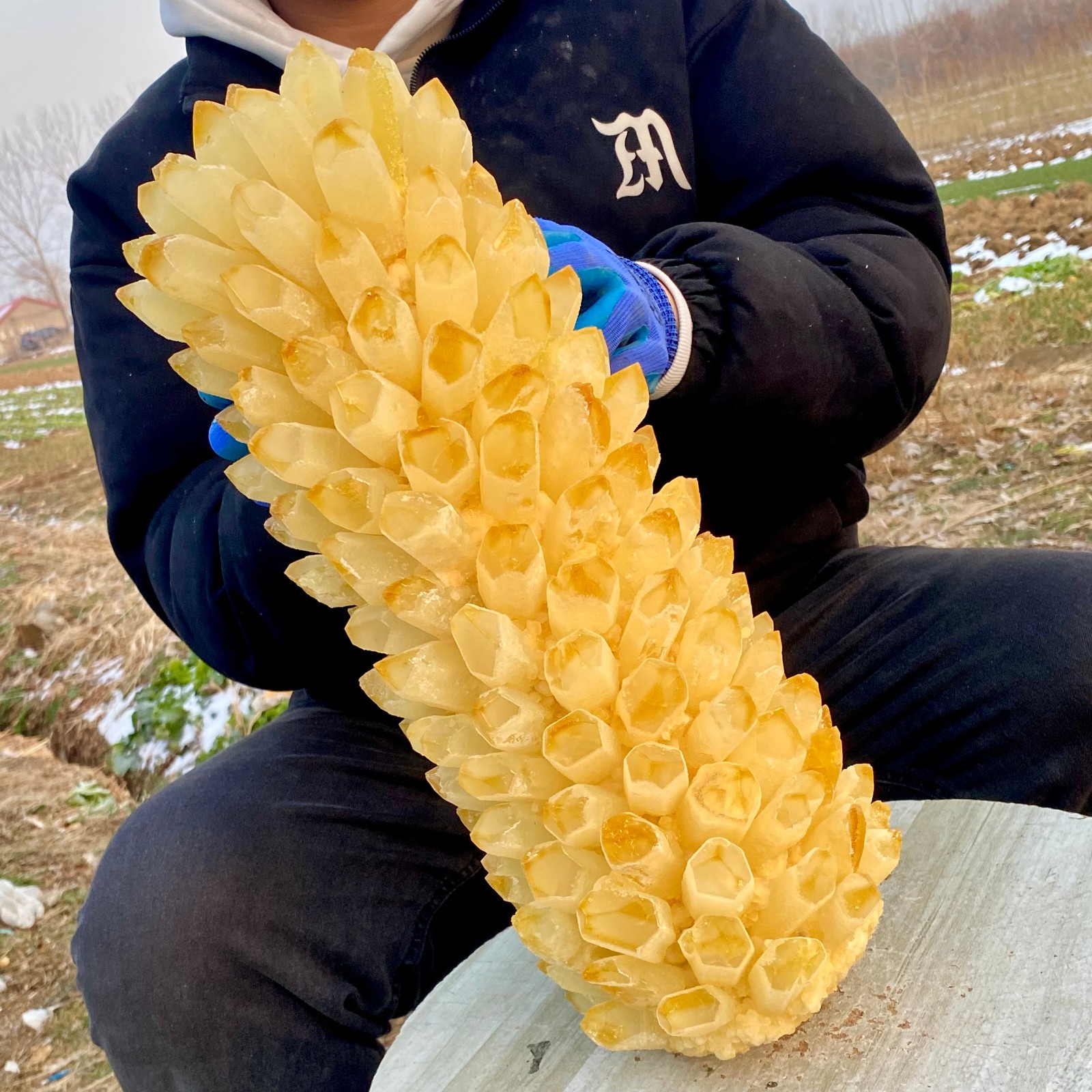 30.07LB New Find yellow Phantom Quartz Crystal Cluster Mineral Specimen Healing