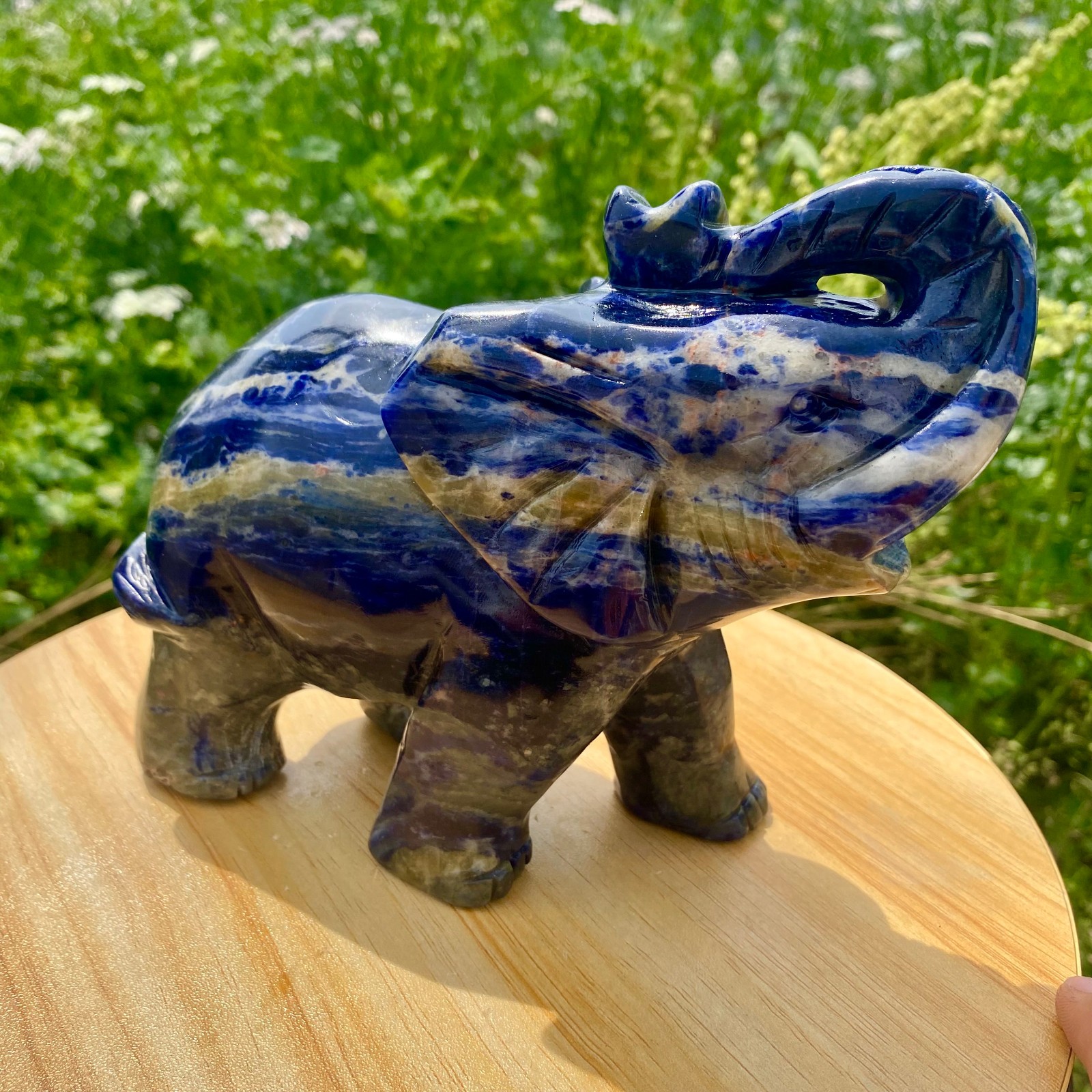 3.08LB Natural lapis lazuli quartz carving elephant spiritual healing