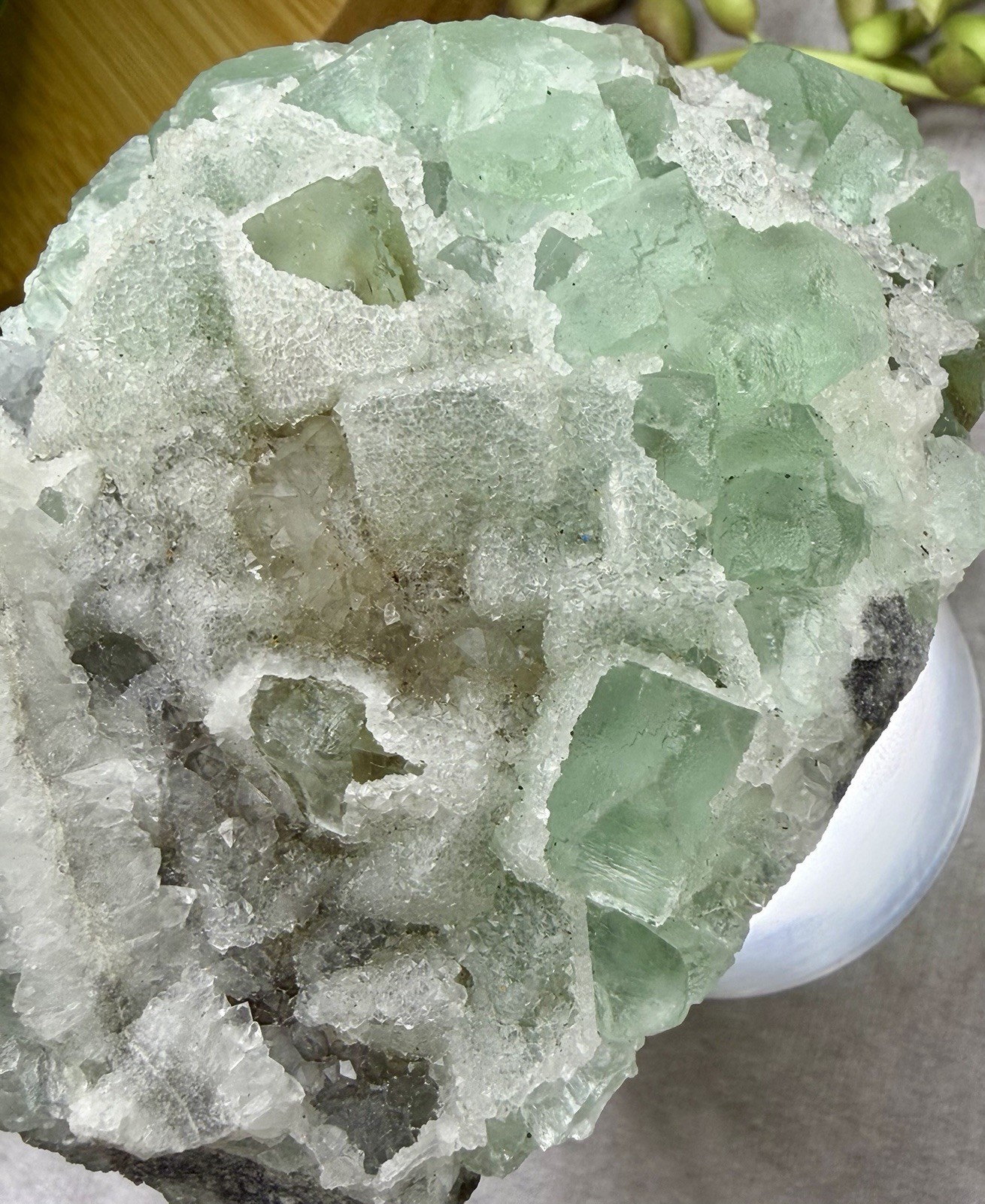 Crystal 233g Quartz Sugar Green Fluorite Cube Specimen Mineral Cluster UV React